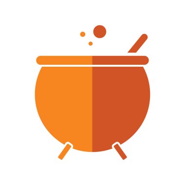 Kabarcıkları ve karıştırıcı kaşığı olan ürkütücü bir Cadılar Bayramı kazanı, Vektör çizimi