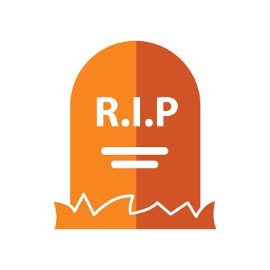 R.I.P. ile ürkütücü bir Cadılar Bayramı mezar taşı. Oymalı ve basit tasarım, Vektör illüstrasyonu