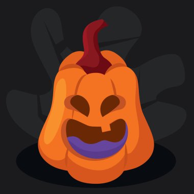 Halloween jack-o-lantern pumpkin with a tall shape and a surprised expression, Vector illustration clipart