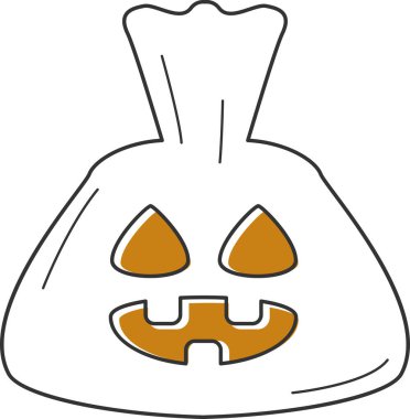 Cadılar Bayramı şeker torbası, içinde Jack-o-fener yüz tasarımı vektör illüstrasyonu için ürkütücü şaka mı şeker mi?