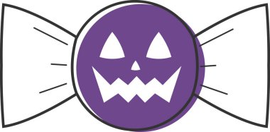 Mor Cadılar Bayramı Jack-o-Lantern Şenlikli Parti Ödülleri Vektör illüstrasyonları için şeker tasarımı