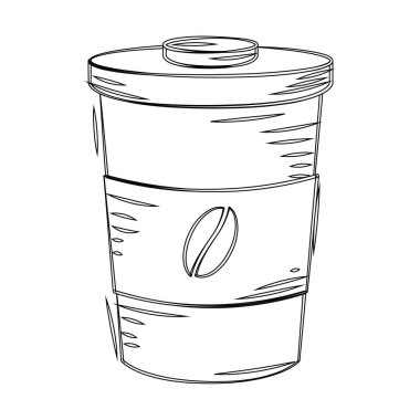 Kapaklı ve kollu el çizimi kahve fincanı Vektör çizimi