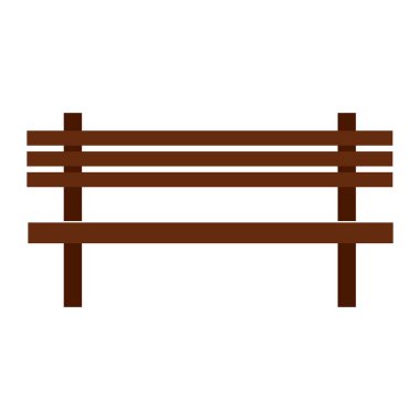 Düz dizaynlı ahşap park bankında basit bir yapı ve kahverengi renk, Vektör illüstrasyonu