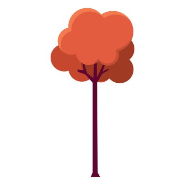 Minimum düz tasarım tarzında sonbahar yapraklı uzun ağaç, Vektör illüstrasyonuName