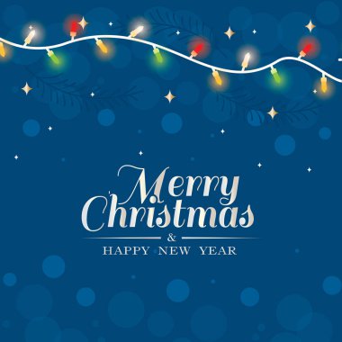 Renkli tatil ışıklarının yer aldığı Noel kartı, Vektör illüstrasyonu