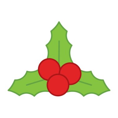 Noel Vektörü illüstrasyonu için parlak kırmızı böğürtlenli yeşil kutsal yaprakların klasik çizimi