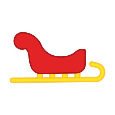 Şenlikli tatil tasarımları için altın koşucuları olan basit kırmızı Noel kızağı Vektör illüstrasyonu