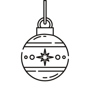 Basit siyah beyaz Noel süsü asılı tasarım Vektör illüstrasyonu