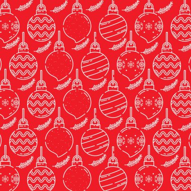 Çizgili kar taneleri, çizgiler ve dalgalı tasarım Vektör illüstrasyonlu minimalist kırmızı Noel süslemesi deseni