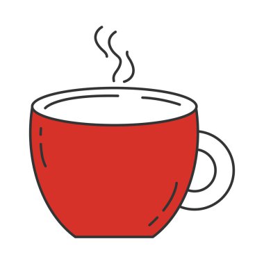 Buharlı en az kırmızı bardak, kış boyunca sıcak içecekler ve Noel Vektörü illüstrasyonları için mükemmel.
