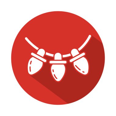 Kırmızı ve beyaz Noel ışıkları dizisi kutlama çıkartmaları için mükemmel. Vektör illüstrasyonu