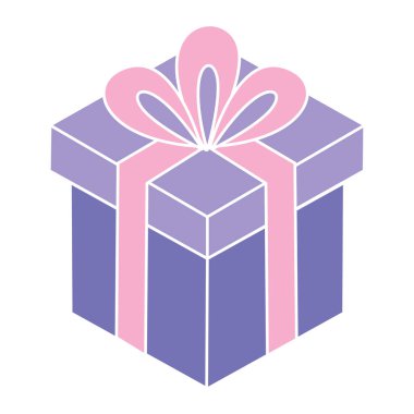 Parlak hediye kutusu bir kurdele ile sarılmış ve kutlama için eğilmek Vektör illüstrasyonu