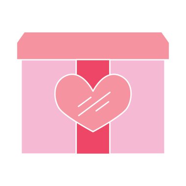 Zarif pembe hediye kutusu. Kapağında kalp tasarımı var. Vektör illüstrasyonunu sunmak için mükemmel.