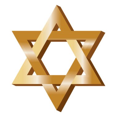Üç boyutlu efektli stilize edilmiş Davut Yıldızı, Yahudi kimlik vektörü illüstrasyonunu temsil ediyor.