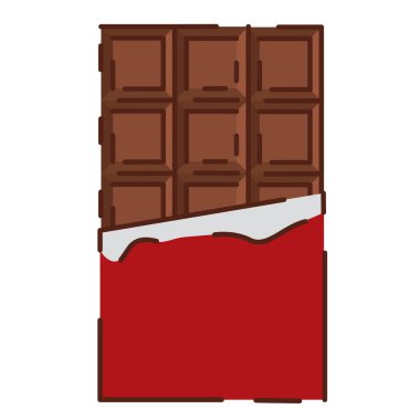 Çikolata parçalarının bir kısmı paketlenmemiş. Vektör