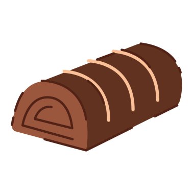 Kıvrımlı krema çizgileri olan yuvarlanmış çikolata şekeri. Vektör