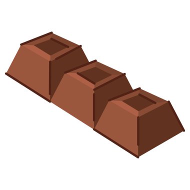 Üç parçalı Isometric çikolatası. Vektör