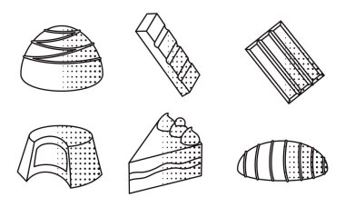 Çikolata şekeri ikonları. Vektör illüstrasyonu