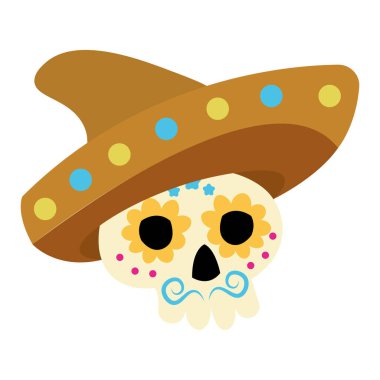 Ölüm illüstrasyonunun Meksika günü münferit şapkası.