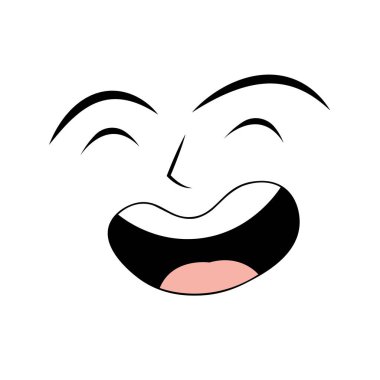 Düz mutlu çizim ifadesi emote avatar illüstrasyonu
