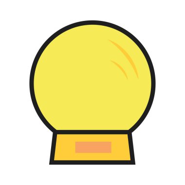 İzole edilmiş sarı kristal küre sihirli ikon çizimi