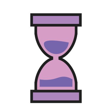 İzole edilmiş mor renkli kum saati sihirli ikon çizimi