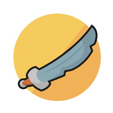 İzole kılıç animasyon silah Ortaçağ ikonu çizimi