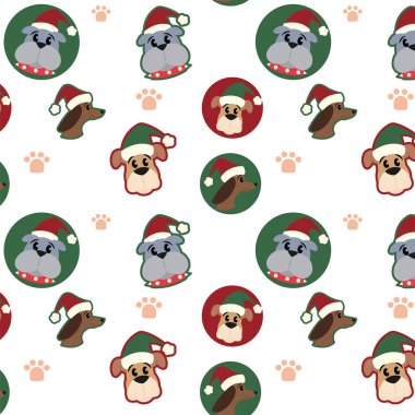 Farklı evcil hayvanlar ve kış kıyafetleri ile model arka planı Vektör illüstrasyonu