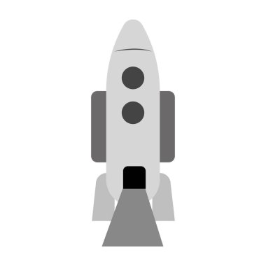 İzole edilmiş beyaz astronot uzay gemisi roket ikonu çizimi