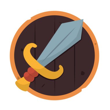 İzole kılıç animasyon silah Ortaçağ ikonu çizimi