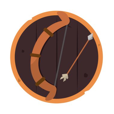 İzole edilmiş yay animasyon silah ortaçağ ikonu çizimi