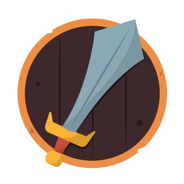 İzole kılıç animasyon silah Ortaçağ ikonu çizimi