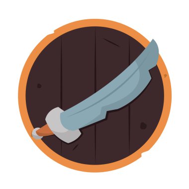 İzole kılıç animasyon silah Ortaçağ ikonu çizimi