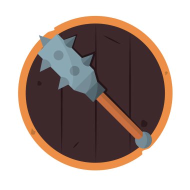 İzole edilmiş topuz animasyon silah ortaçağ ikonu çizimi