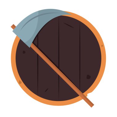 Animasyon silahının izole edilmiş tırpanlı ortaçağ ikonu çizimi