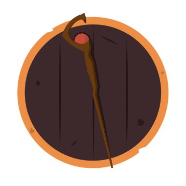 İzole edilmiş sihirbaz animasyon asa silahı Ortaçağ ikonu çizimi