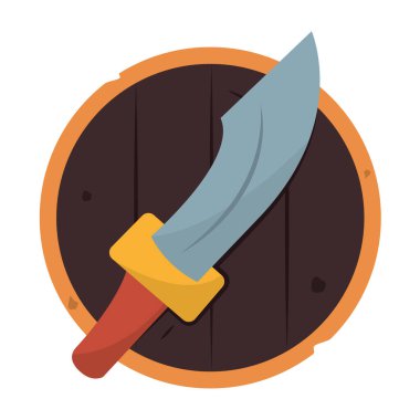 İzole kılıç animasyon silah Ortaçağ ikonu çizimi