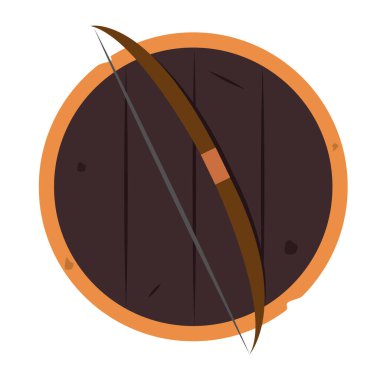 İzole edilmiş yay animasyon silah ortaçağ ikonu çizimi