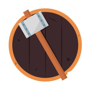 İzole edilmiş çekiç animasyonu silah ortaçağ ikonu çizimi