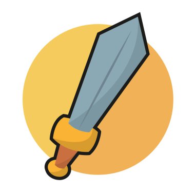 İzole kılıç animasyon silah Ortaçağ ikonu çizimi