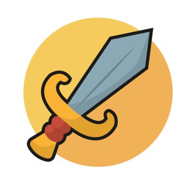 İzole kılıç animasyon silah Ortaçağ ikonu çizimi