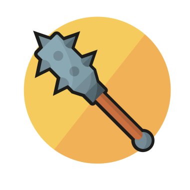 İzole edilmiş topuz animasyon silah ortaçağ ikonu çizimi