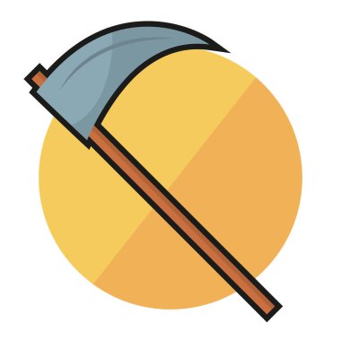 Animasyon silahının izole edilmiş tırpanlı ortaçağ ikonu çizimi