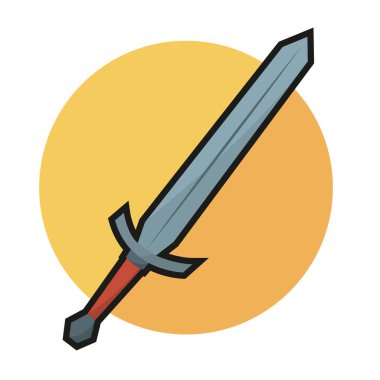 İzole edilmiş kılıç silahı animasyon ortaçağ ikonu çizimi