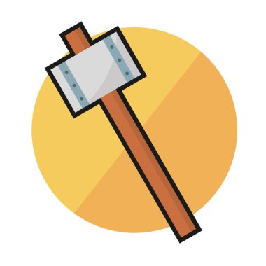 İzole edilmiş çekiç animasyonu silah ortaçağ ikonu çizimi