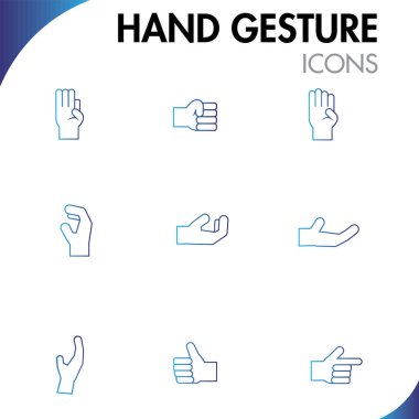 El hareketi simgeleri kümesi Düz tasarım çizimi