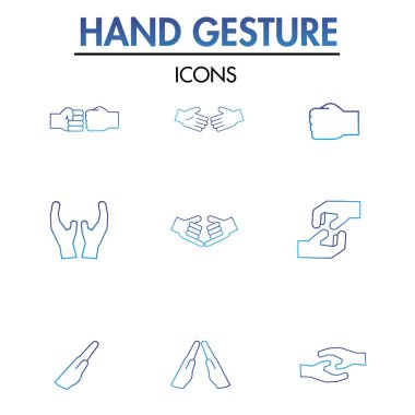 El hareketi simgeleri kümesi Düz Tasarım Vektörü illüstrasyonu