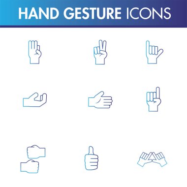 El hareketi simgeleri kümesi Düz tasarım çizimi