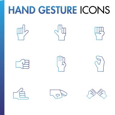 El hareketi simgeleri kümesi Düz tasarım çizimi