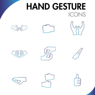 El hareketi simgeleri kümesi Düz tasarım çizimi